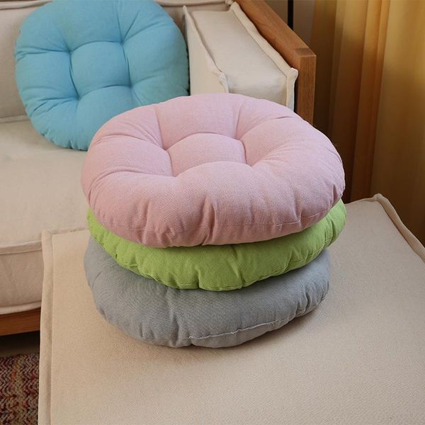 

cushion/decorative pillow simple breathable solid color cotton cushion students office round thick tatami fabric seat
