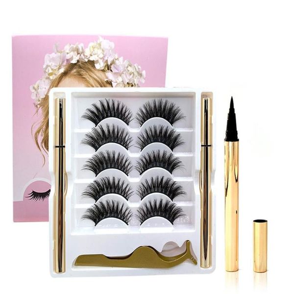 

false eyelashes 5 pairs natural lashes non magnetic and adhesive eyeliner set eye makeup lash eyelashe extension supplies