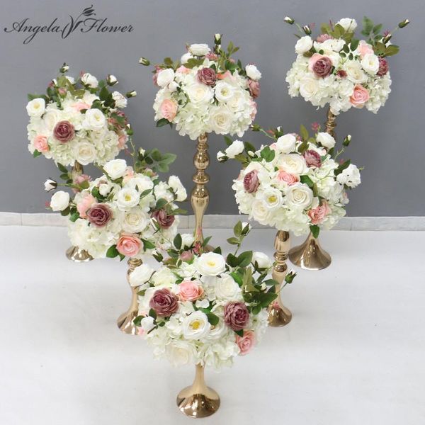 

decorative flowers & wreaths champagne artificial rose flower ball wedding table arrangement church backdrop scene home decor window display