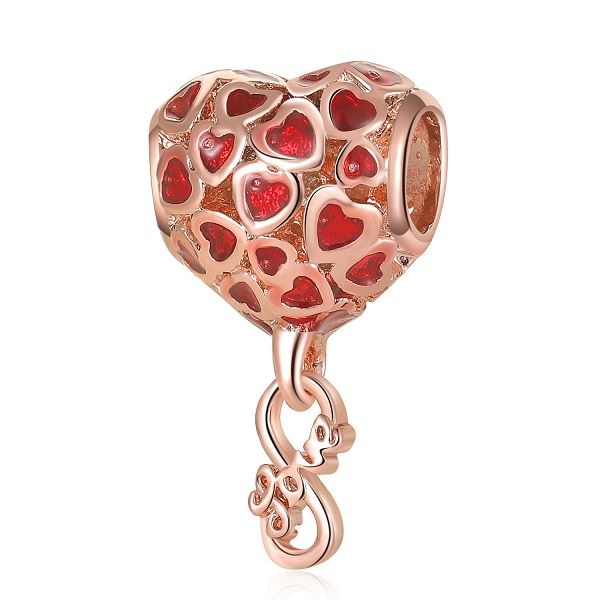 

fits pandora bracelets 20pcs red enamel heart love dangle silver charms fits pandora charms bracelet beads for jewelry making 925 sterling s, Black