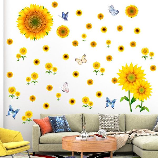

sunflower wall stickers flowers home decor for kids room nursery mural art decals refrigerator cabinet door