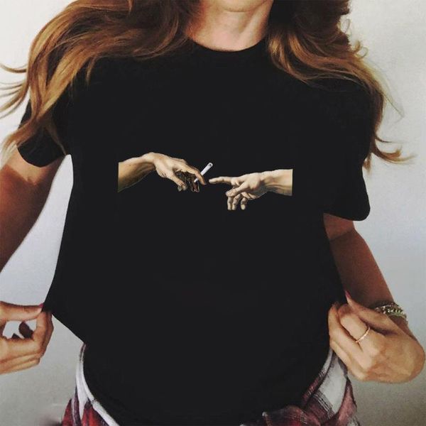 

women's t-shirt fixsys harajuku david michelangelo statue print tee summer funny vintage shirts hip hop clothes, White