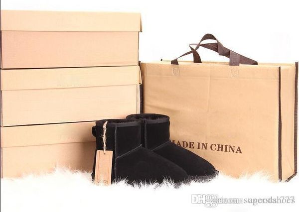 

mbr force genuine leather fur snow boots women low quality australia boots winter boots for women warm botas mujer, Black