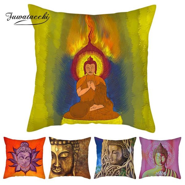 

fuwatacchi buddha statue po pillow cover brilliant buddhism style cushion covers for home sofa decorative throw pillowcases cushion/decorati