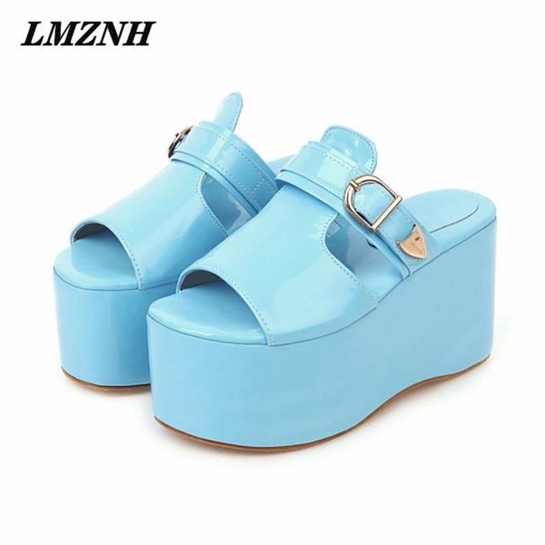 

dress shoes lzmnh all-match sandals women 2021 solid buckle strap platform breathable women's high heels fashion high-quality runway, Black