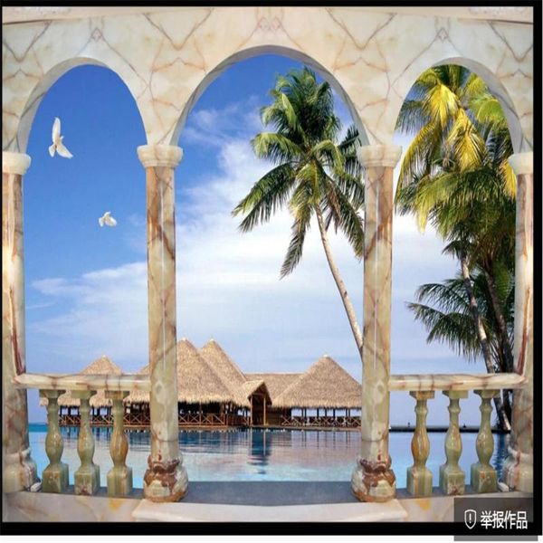 

wallpapers 3d beach seaside landscape background wall wallpaper for walls 3 d living room
