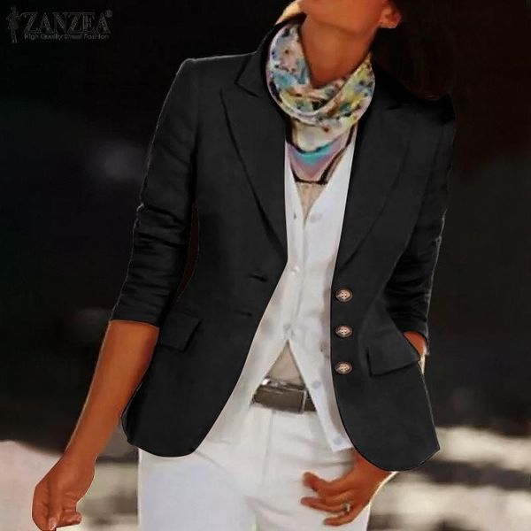 

women's suits & blazers stylish women autumn coats 2022 solid blazer casual long sleeve outwears female single button overcoats tunic, White;black