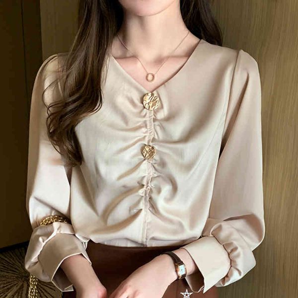 

blusas mujer de moda v-neck chiffon blouse shirt women clothes long sleeve blouse women womens and blouses c641 210426, White