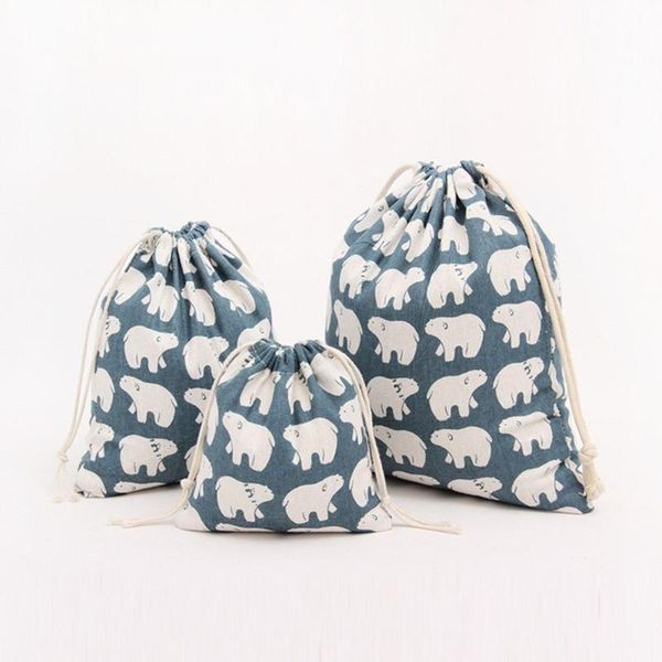 

gift wrap white bear linen cotton bag 14x16 19x24 25x32cm muslin cosmetics gifts jewelry packaging bags cute drawstring & pouches