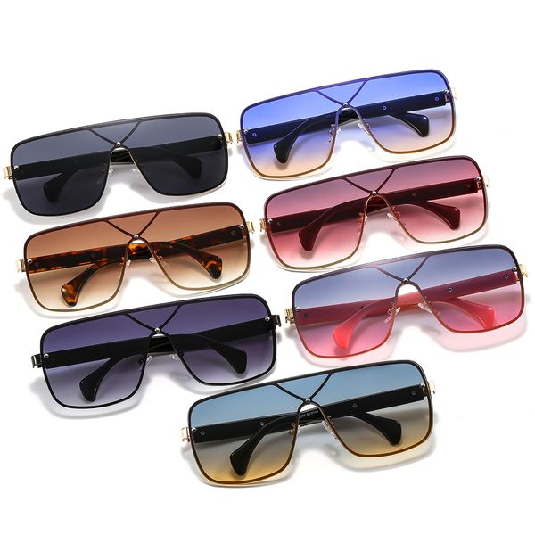 

modern fashion big frame men women sunglasses aviator style mc2578 integrated lens color windshield uv400 cool colors polished gold-plated m, White;black