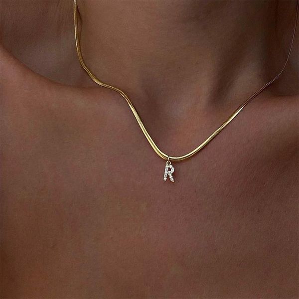 

chokers timeless wonder titanium zirconia initial charms chains choker necklace women jewelry designer kpop emo ins letter gift mix 3026, Golden;silver