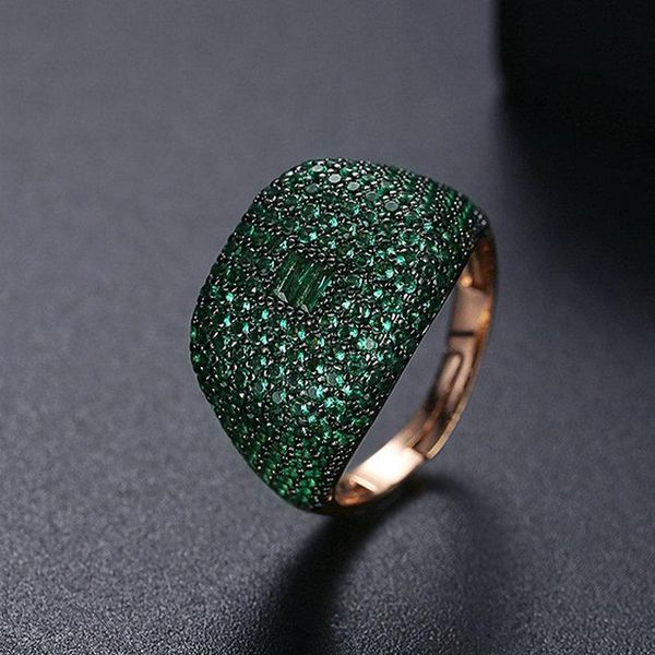 

wedding rings bilincolor trendy full green cz open ring for women fasion jewelry, Slivery;golden