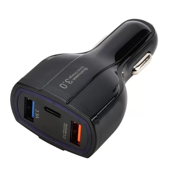 

5% qc3.0 fast charging cars chargers with led halo light type-c pd car charger for phone black white