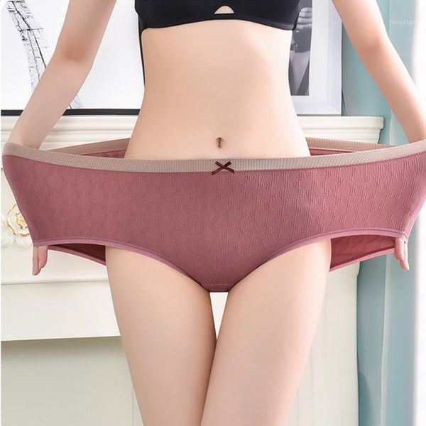 

women's panties plus size women mid waist elastic cute bowknot seamless briefs underpant breathable cotton crotch panty female underwea, Black;pink