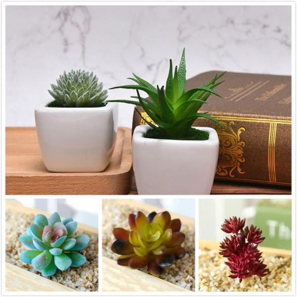 

decorative flowers & wreaths artificial multi-color flocking succulents plants home garden decoration flower arrangement bathroom accessorie