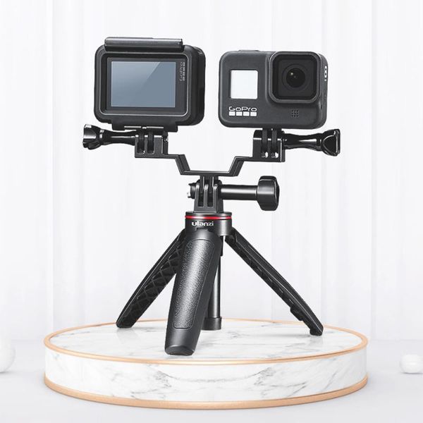

action camera tripod for universal dual-head mount interface dual position evaluation selfie led tripods