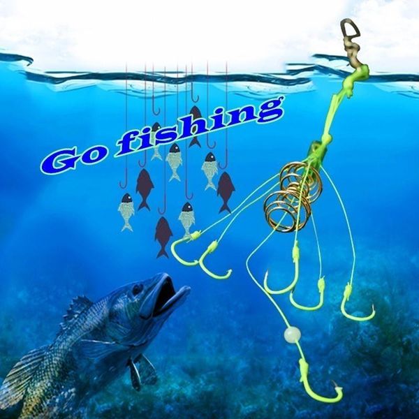 

fishing hooks boxed 4 set feeder explosion detonation swivel fishhook barbed carp accessories saltwater tools fluorescent green