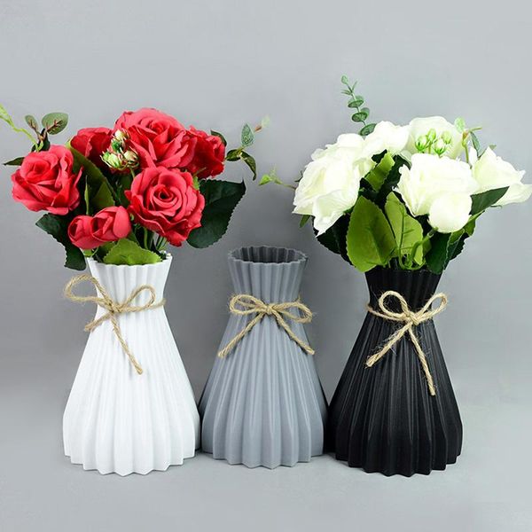 

flower vase home garden decoration white imitation ceramic flowers pot basket plastic for wedding birthday vases