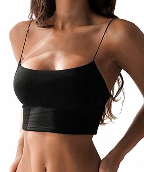 

summer women sling camis solid sports gym fitness tank strappy elastic tube bra female bandeau strapless crop, Black;white
