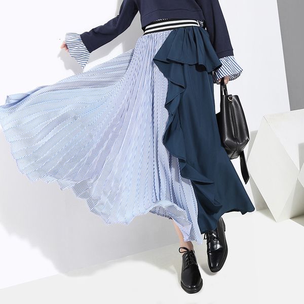 

skirts korean basic female design of high casual waist midi skirt shreds in elegant skirtt046 layers, Black