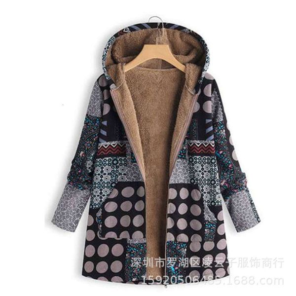 

winter oversized fluffy cotton linen zipper hooded coat, Black;brown