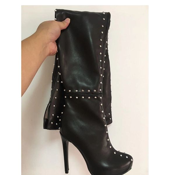 

boots size 5-15 high-heeled boots w8hf, Black