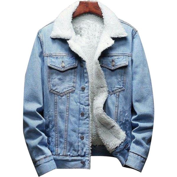 

men's jackets winter men warm denim jacket 2021 fashion casual thicken berber fleece slim jeans coats streetwear hip hop outerwear, Black;brown