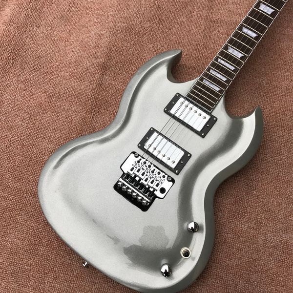 

oem 6 string electric guitar, silver color, customizable, rosewood fingerboard