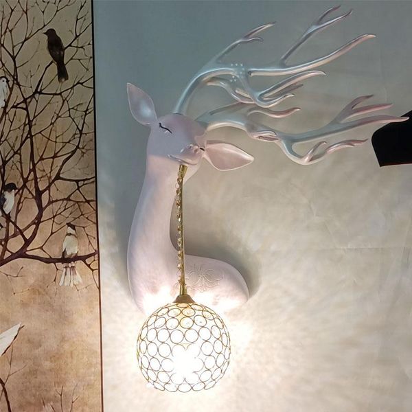 

wall lamp american country sconce led living room resin deer bedside luxury loft deco mural bedroom decoration dm50wl