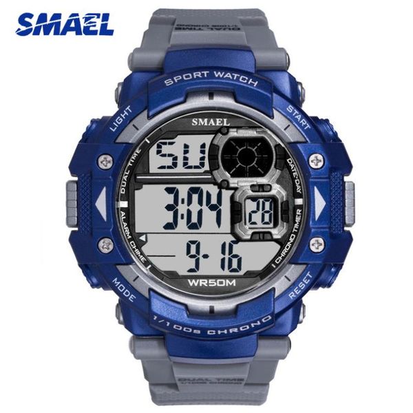 

digital led watch men military wristwatch for male 12/24 hours chronograph men's clock relogio masculino wristwatches, Slivery;brown