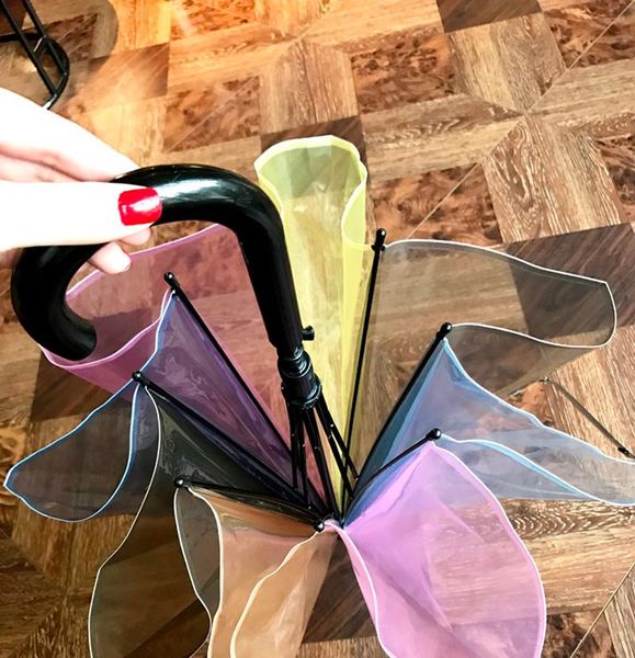 

umbrellas japan rainbow umbrella transparent windproof long handle rain women girl artist colour changing gift ombrello gear