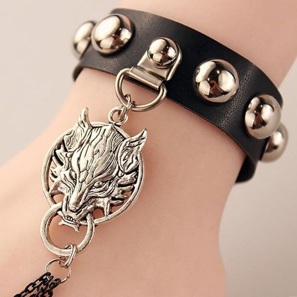 

link, chain wholesale wolf head punk bracelet cosplay accessories, Black