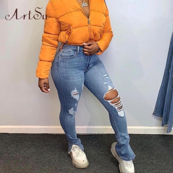 

Women's Pants & Capris Cotton Ripped Hole Side Slit Skinny Jeans With Pockets Women Denim Trousers Autumn Casual Female Bottoms 42127 RBMV, Black;white