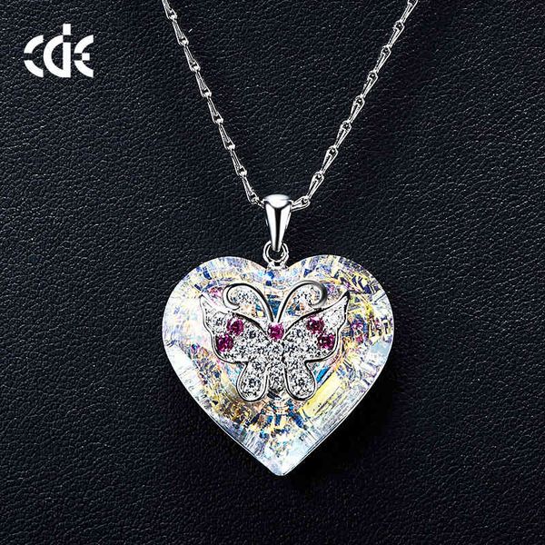

necklace sidale's love butterfly crystal pendant adopts element, Silver