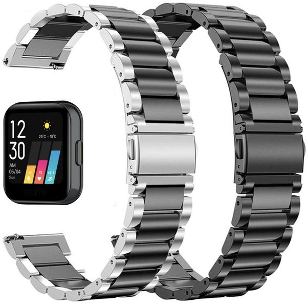 

watch bands stainless steel strap for realme smart watchband bracelet metal wristband straps s/s pro real me correa, Black;brown