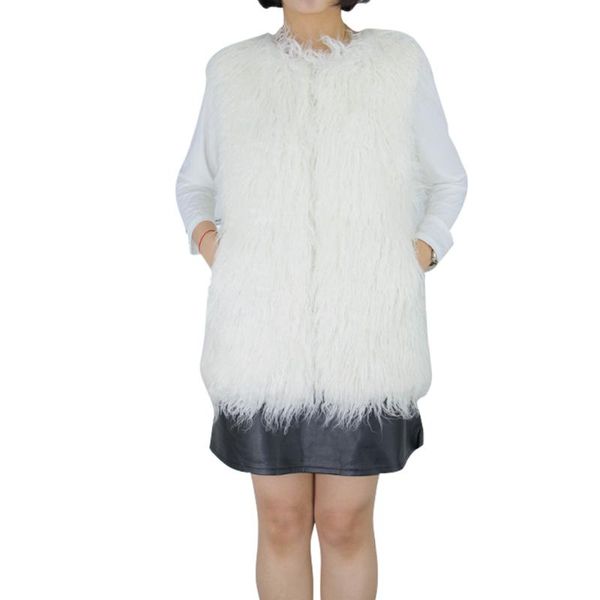 

women's vests women faux fur casual sleeveless vest coats lady winter waistcoat outerwear, Black;white