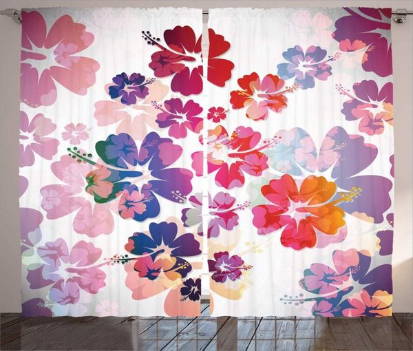 

curtain & drapes hawaiian curtains for living room exotic floral island tropical hawaii flowers print window kids