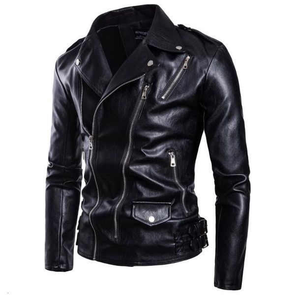 

men's fur & faux autumn motorcycle large size leather jacket multi-zip black casual zovn