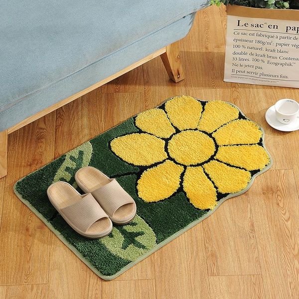 

sunflower bedroom kitchen living room carpet microfiber bathroom door non-slip floor mat bath toilet rugs wf mats