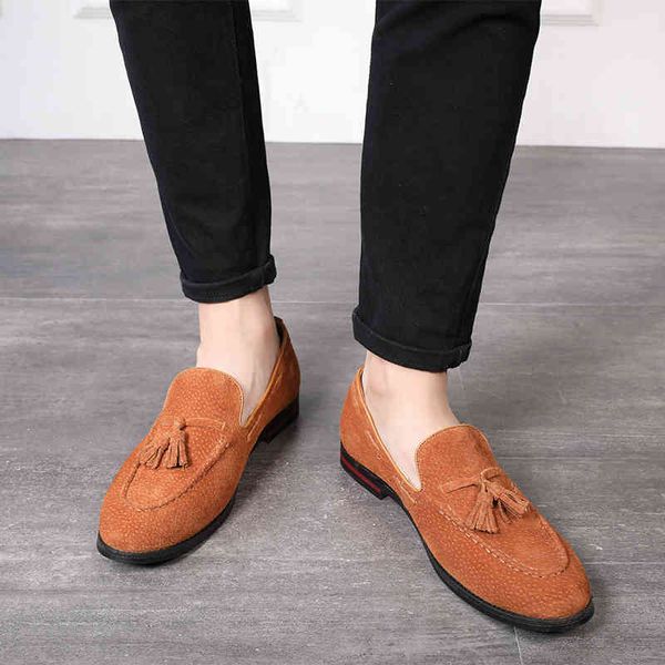 

dress shoes men suede loafers tassel design business men's flats big size 38- 47 slip on male mans casual footwear 7du5, Black