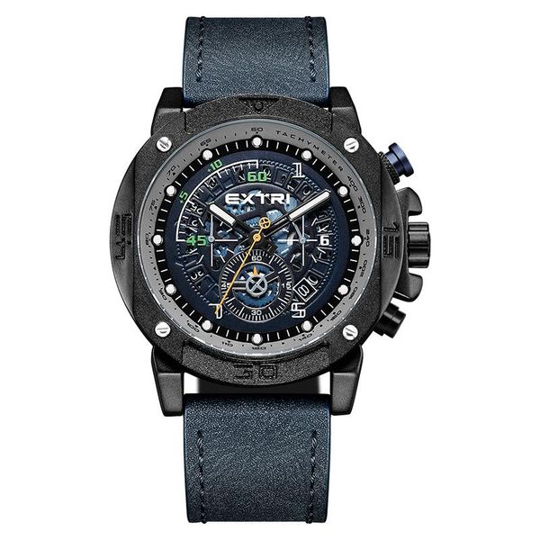 

wristwatches 2021 fashion mens watches military quartz watch leather waterproof sport chronograph men qw040, Slivery;brown