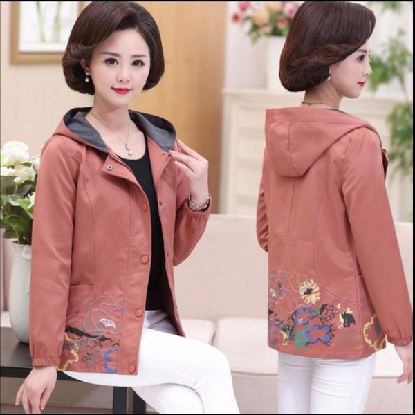 

xl-5xl plus size clothing women spring and autumn female embroidery coat mother thin fifty fashion middle-aged jacket women's jackets, Black;brown