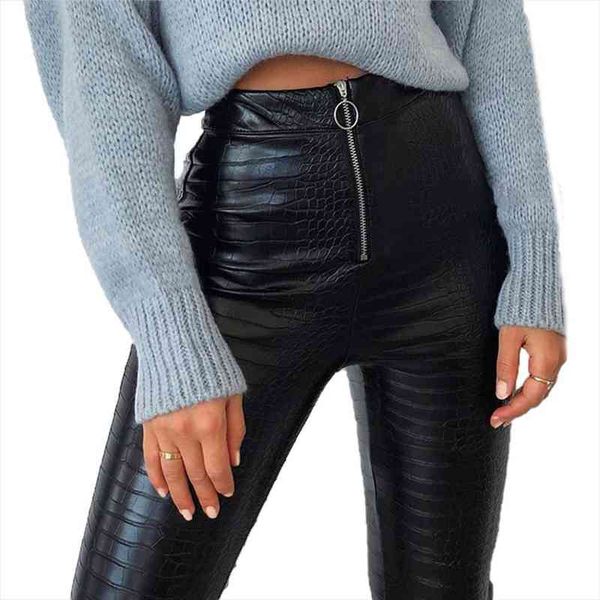 

autumn winter stretchy pu women pant faux leather casual warm pencil trousers slim fit high waist, Black;white