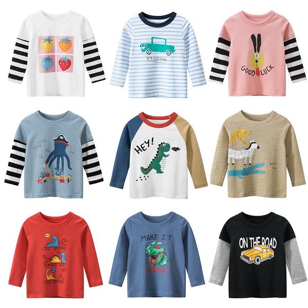 

t-shirts kids boys baby girls long sleeve cartoon children autumn spring cotton clothing clothes boy girl t shirts toddler, Blue
