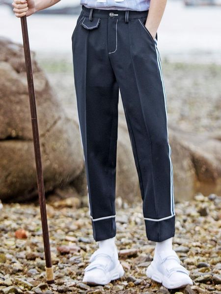 

men clothing fashion casual retro midline pants plus size singer costumes 27-46 men's, Black