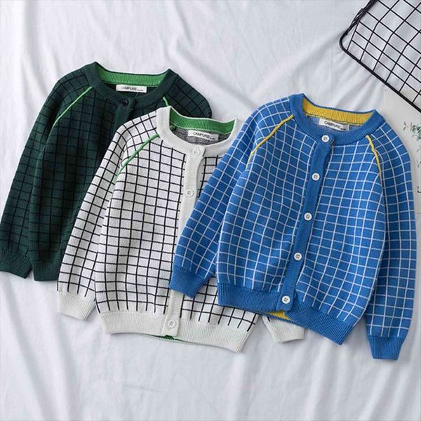 

baby boys girls cardigan autumn lattice sweater children clothing knitted, Blue
