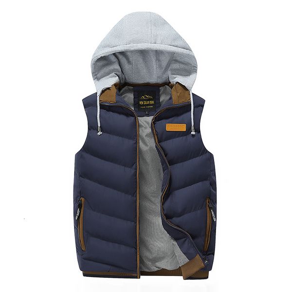 

men's vests men jackets autumn winter warm waistcoat casual hooded sleeveless coats fashion men's thick parkas waistcoats kdhs, Black;white
