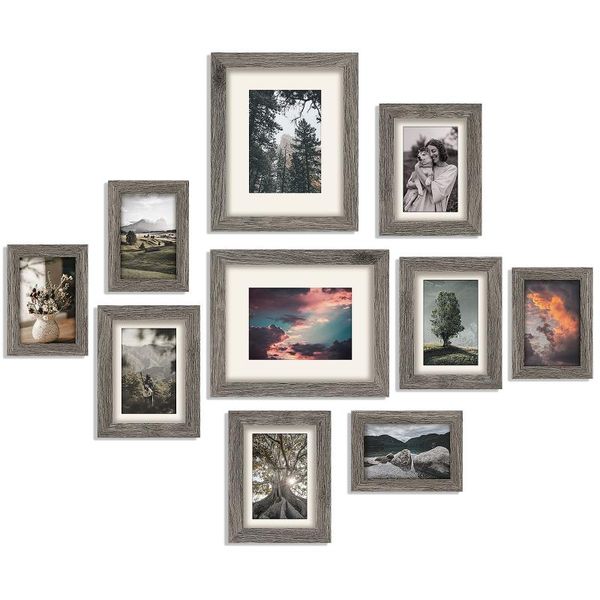 

frames homemaxs 10pcs vintage picture mdf po frame holder family class wall gallery kit with hanging hook 4" x 6"/5" 7"/