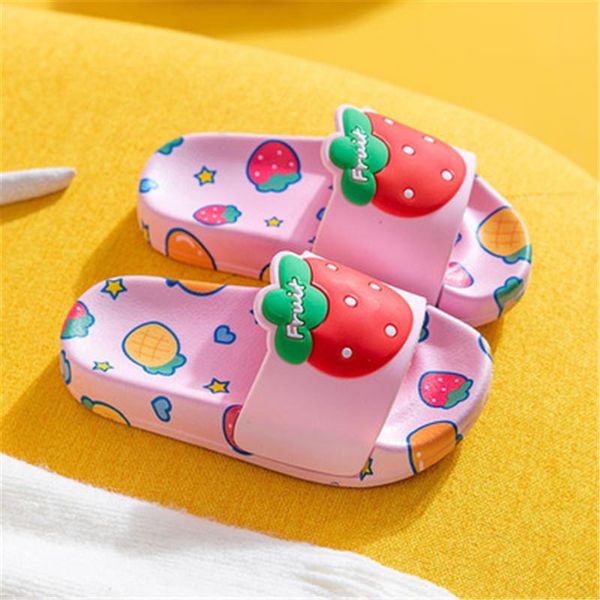 

summer slippers for girls fruit strawberry baby shoes toddler soft beach boys flip flops children non-slip home slides slipper, Black;grey