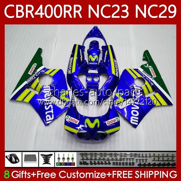 Kit carene per HONDA Movistar verde CBR 400 RR CC 400CC NC23 1988 1989 1990 1991 1992 1993 Corpo 65No.69 CBR400RR CBR400 RR 88-99 NC29 CBR 400RR 88 89 90 91 92 93 Carrozzeria OEM